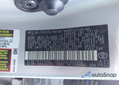 2016 Toyota Corolla S Plus z USA, uszkodzony, nr VIN 2T1BURHE5GC560114